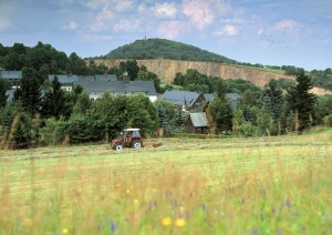 Blick zur Pinge in Altenberg, dahinter der Geisingberg - Foto: Christian Prager